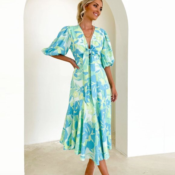 Gingham & Heels Santino Midi Dress - Lime Calypso - Picture 1 of 5